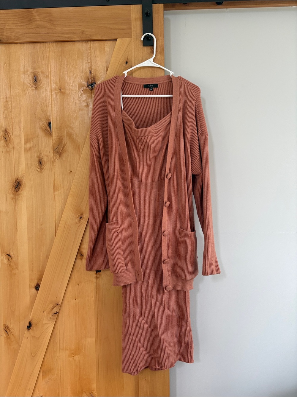 Lulu's Dusty Rose Ribbed Cardigan & Dress Set
